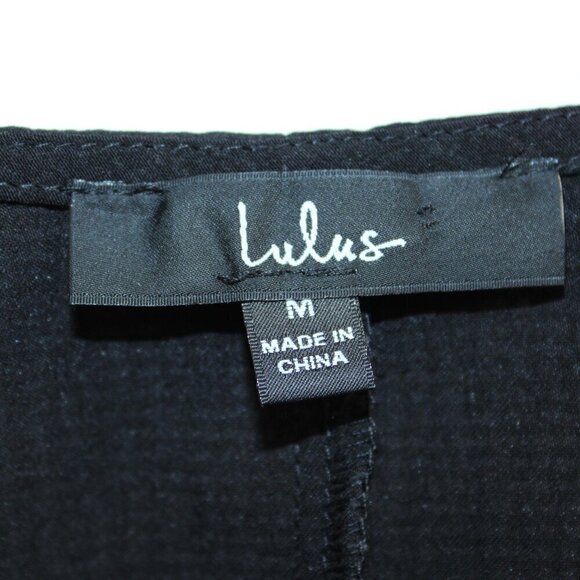 Lulus Long Sleeve Tie Front Crop Top Size Medium Black - Picture 2 of 3